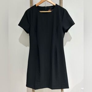Quince Black 3D Italian Wool Blend Dress Stretch Short Sleeve Women Size 8 NWT